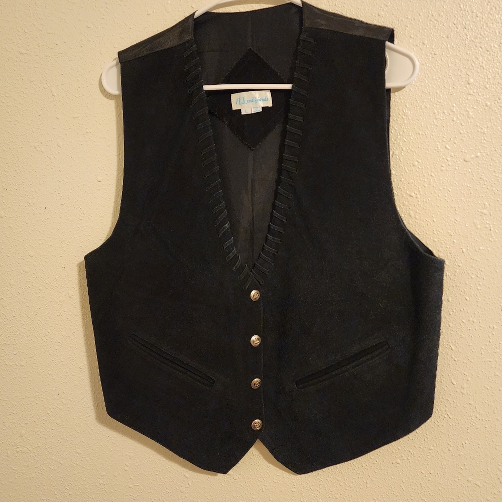 Men's Black Suede Vest